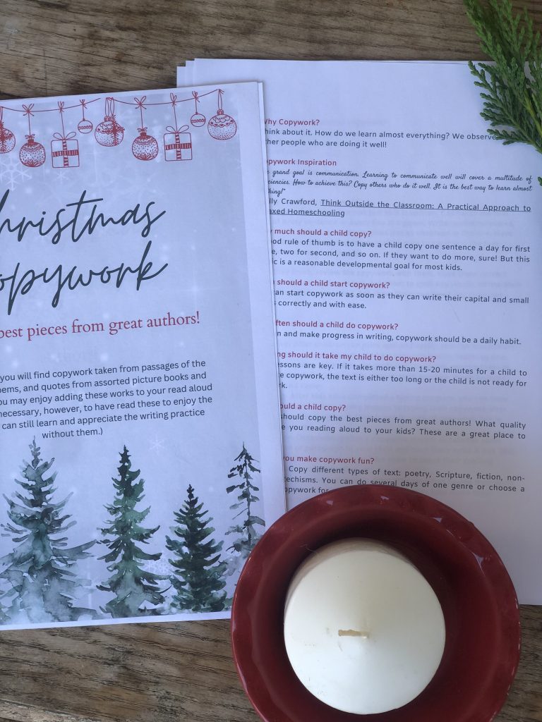Christmas Homeschool Copywork Pages (Free Printable)