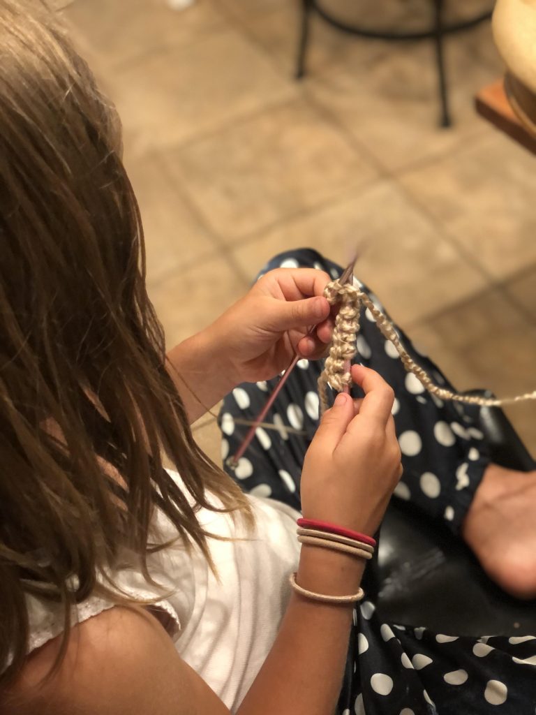 girl knitting